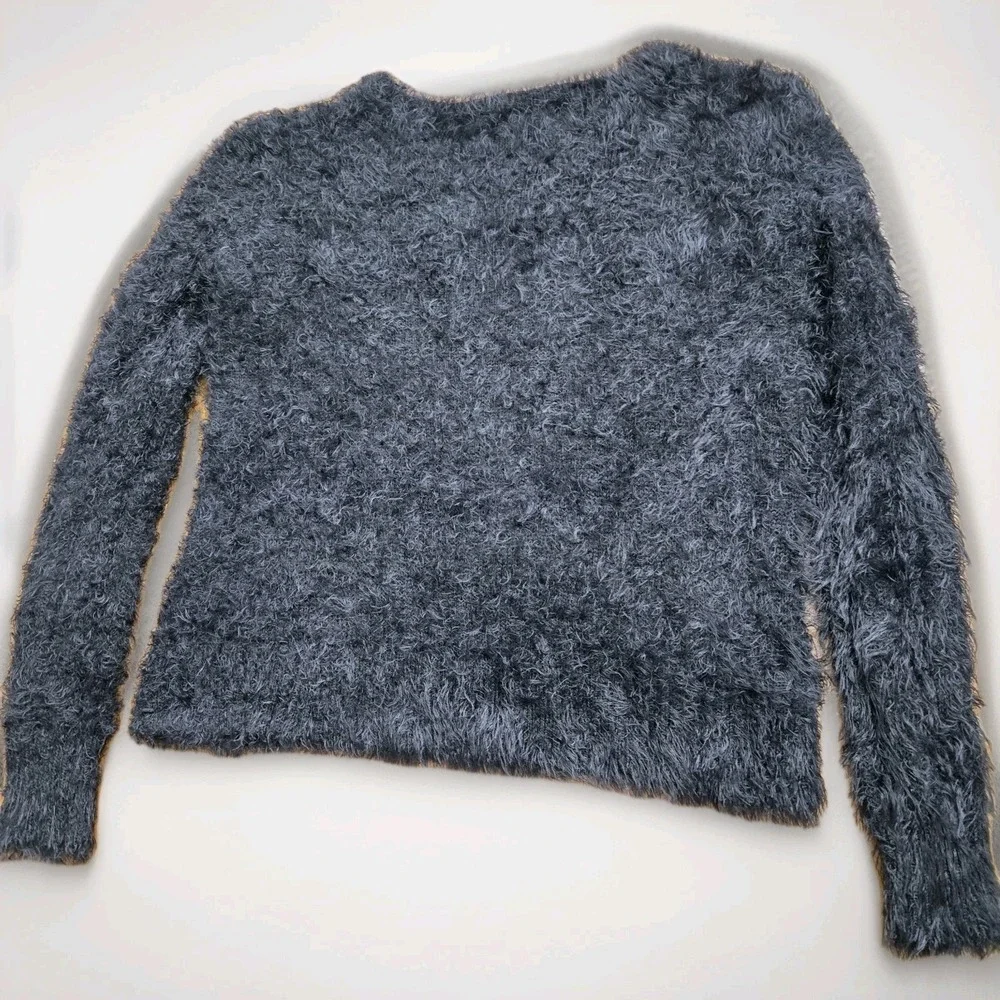 Jessica‎ Simpson Black Fuzzy Sweater Colorful Floral Pattern Grunge Dark Fairy